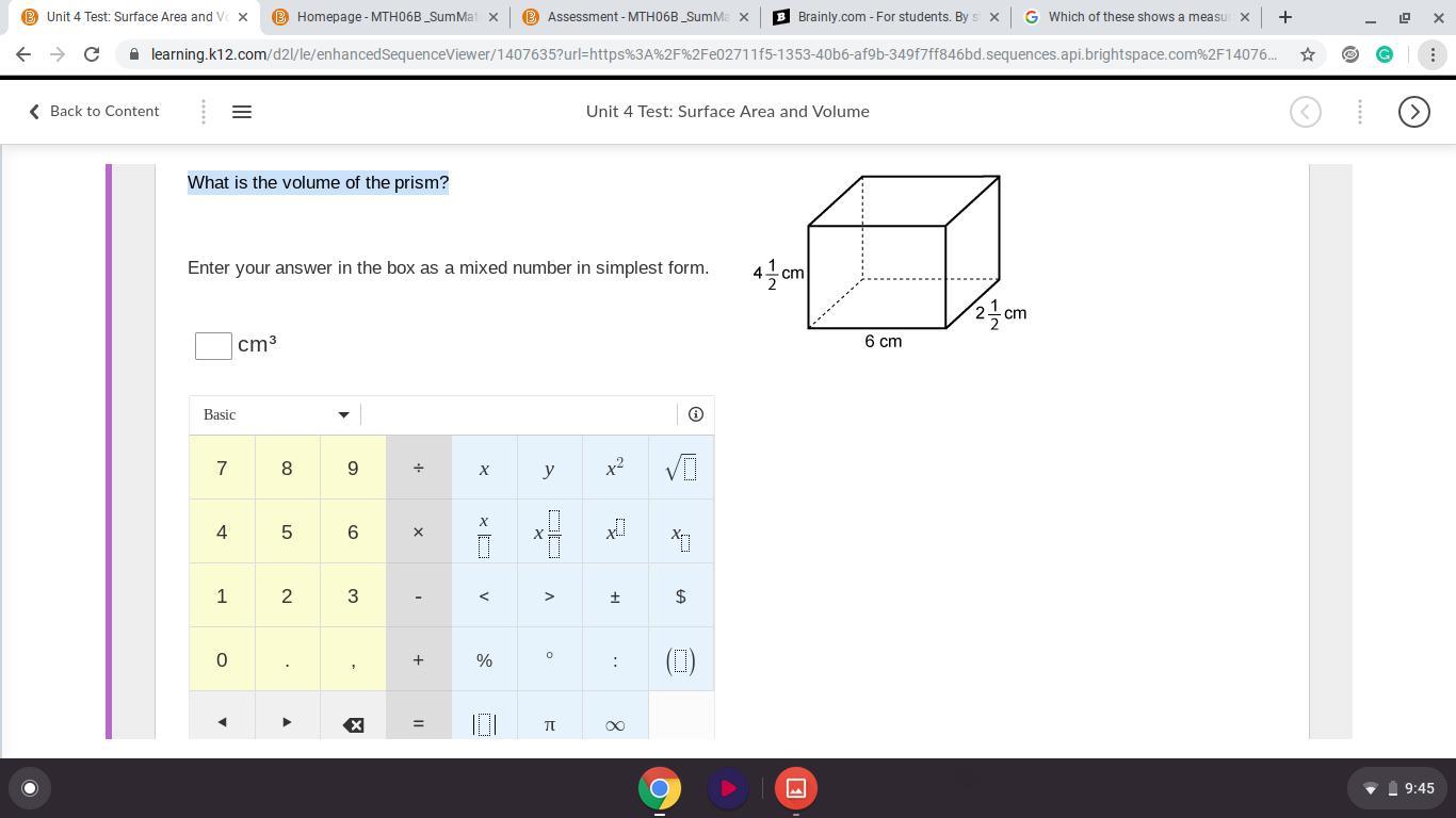 What is the volume of the prism?