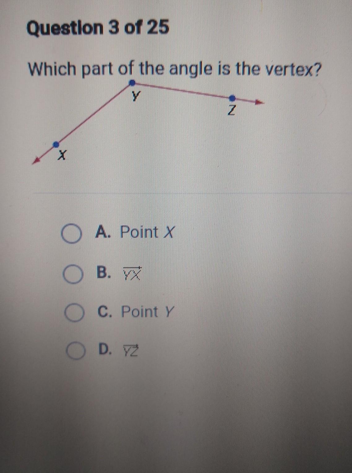 Which part of the angle is the vertex? 