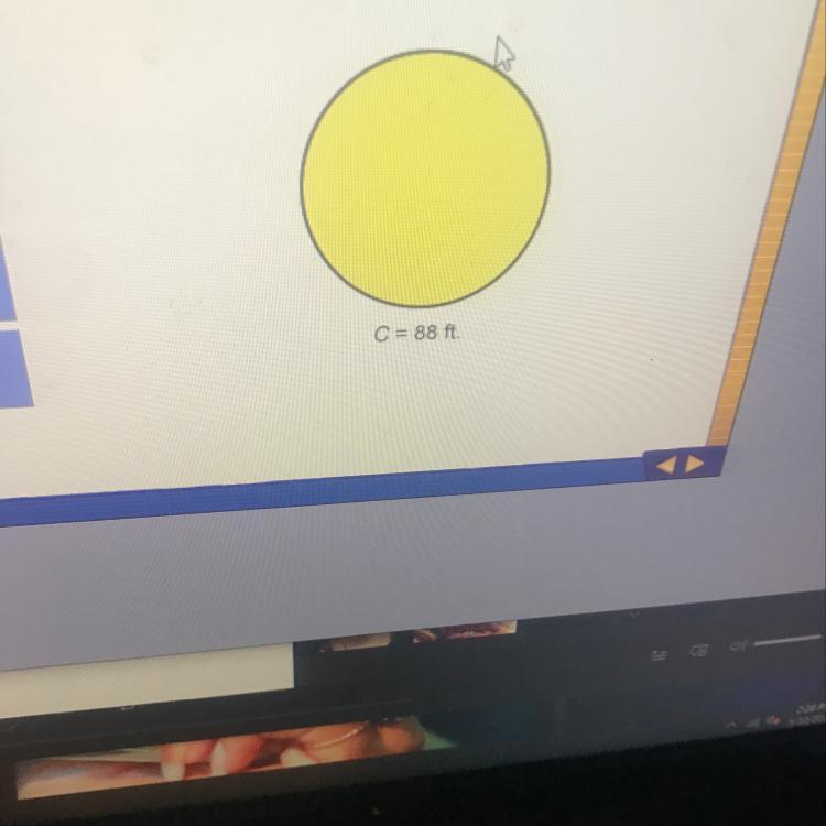 What is the measurement for the diameter of a circle with a circumference of 88 ft?Use 3.14 for Pi. Round