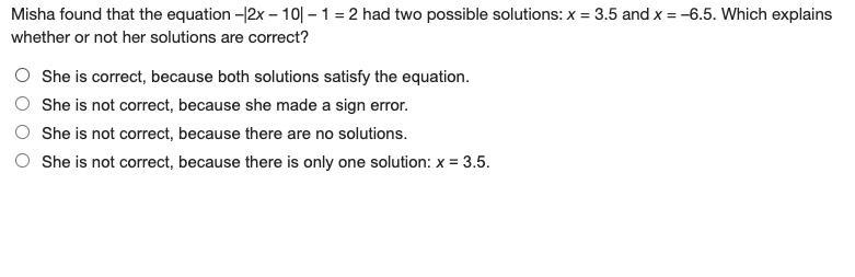 Which explains whether or not her solutions are correct? (Algebra ll) *URGENT*