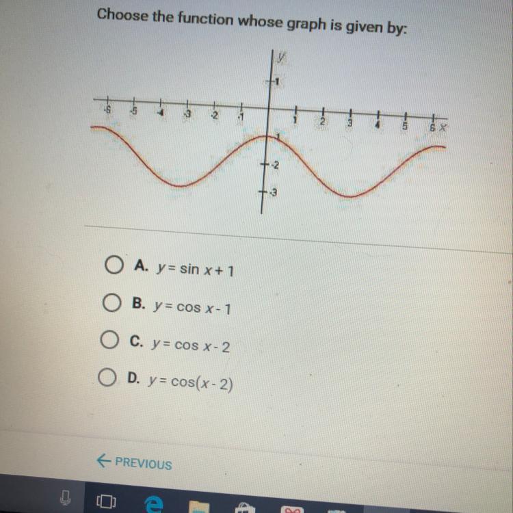 Choose the function whose graph is given by