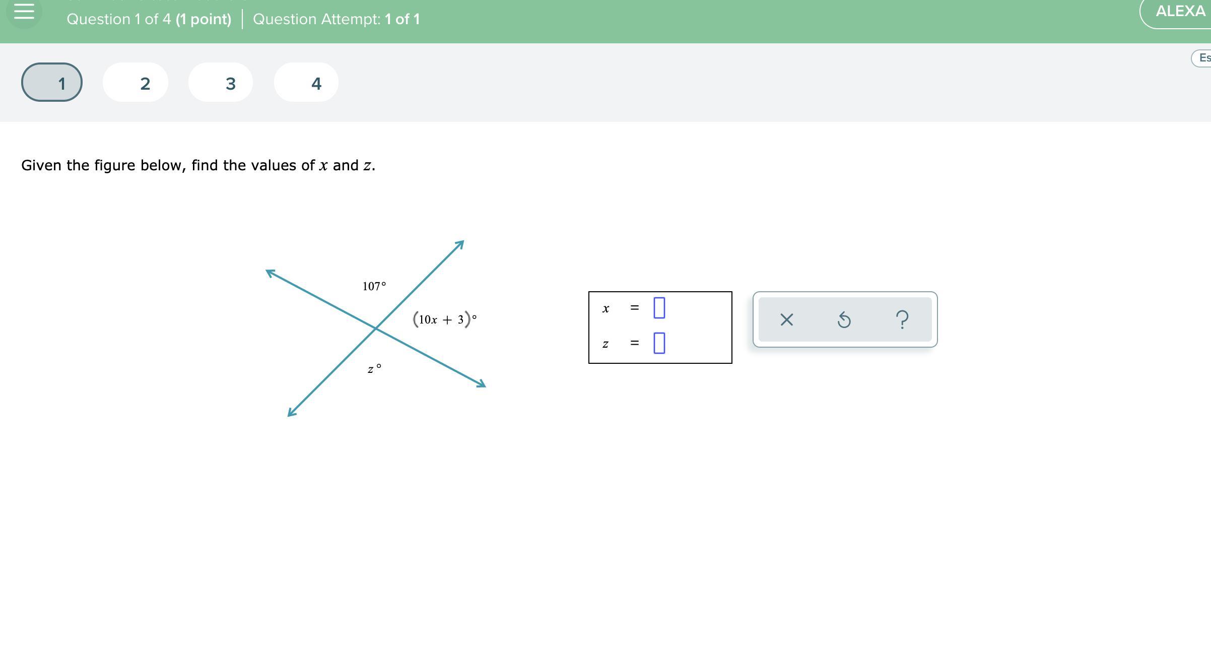 Please help me solve x and z