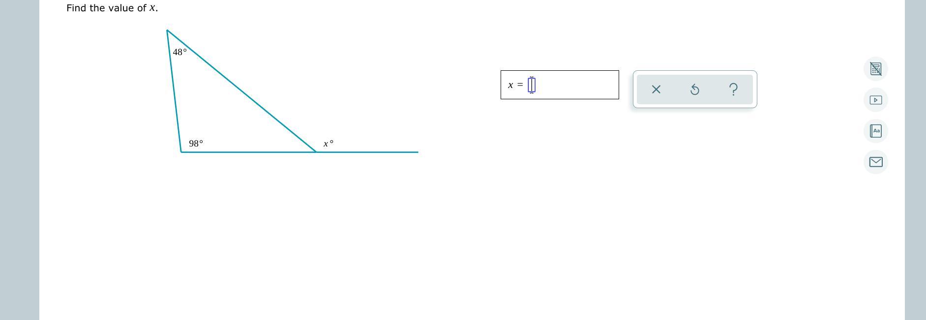 PLEASE HELP FINDING TRIANGLE ANGLE