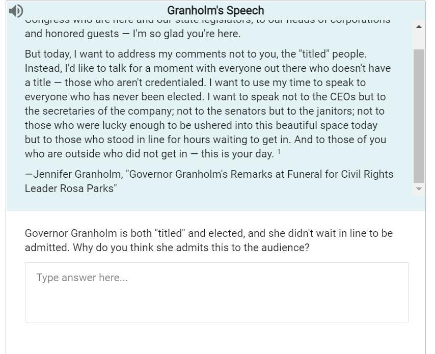 Governor Granholm is both "titled" and elected, and she didn't wait in line to be admitted. Why do you
