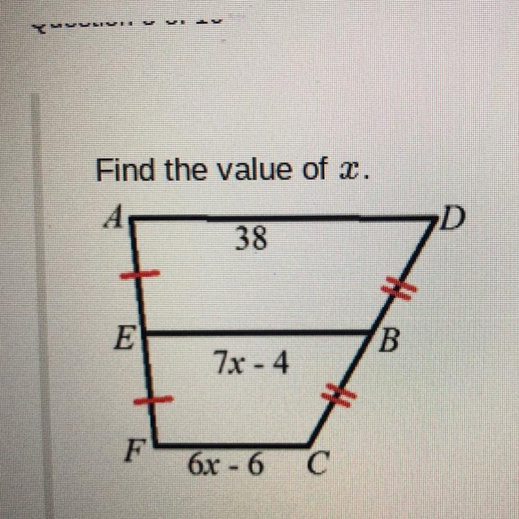 Find the value of x.A. 5B. 31C. 7D. 11