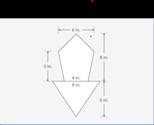what is the area of the figure below?A. 58 in^2B. 63 in^2C. 61 in^2D. 53 in^2