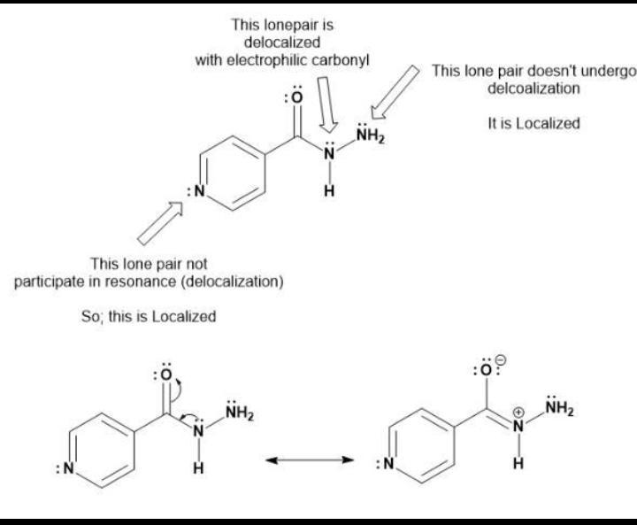 isoniazid is used in the treatment of tuberculosis and multiple sclerosis. identify each lone pair as