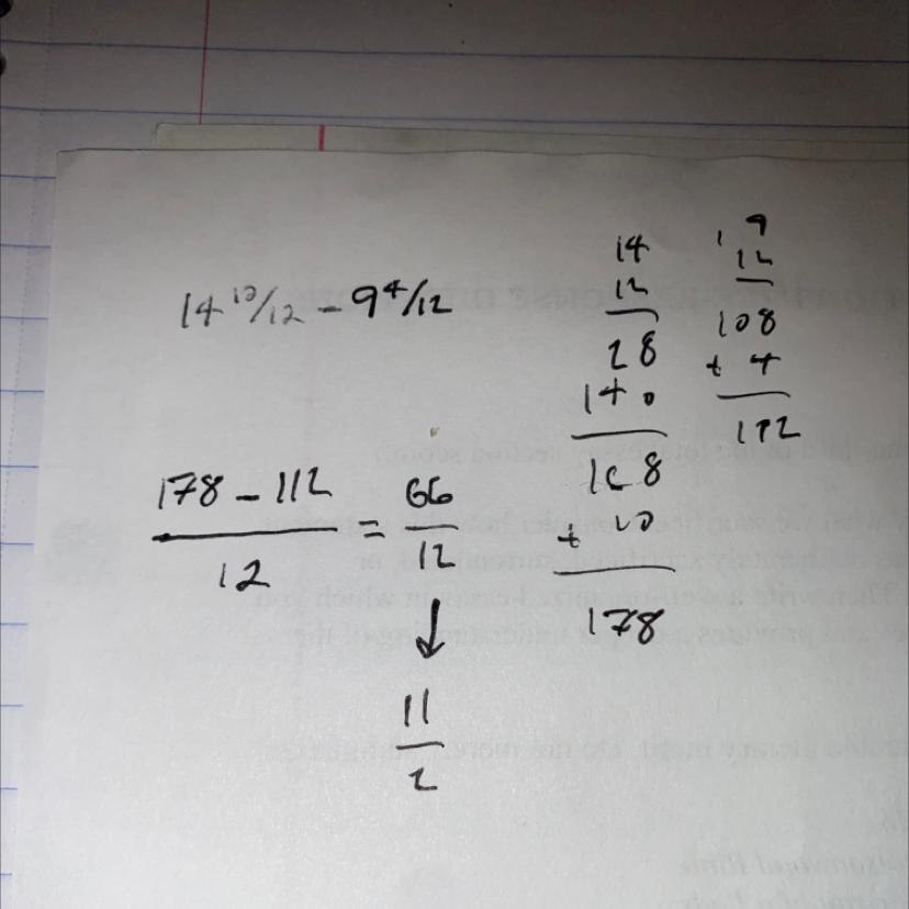 Subtract.14 10/12 9 4/12