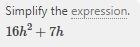 Simplify the expression:2h2+8h2+6h2+7h