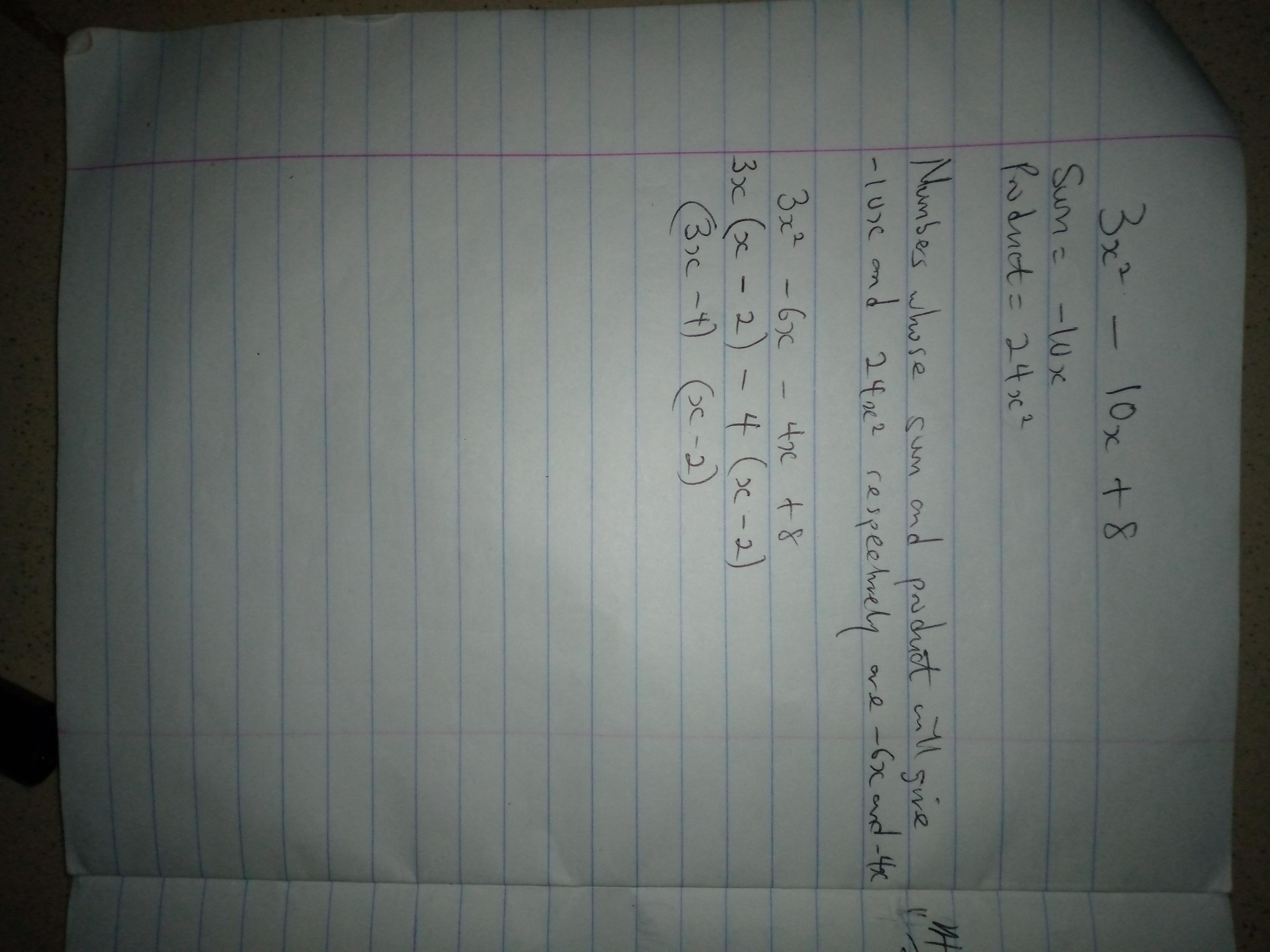 1. Factorise3- 10x +8