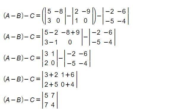 Select the correct answer. Consider matrices A, B, and C:Which matrix represents (A - B) - C? 