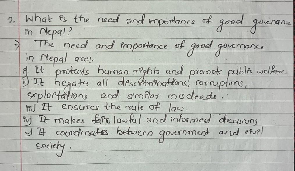 What is the need and importance ofgood governance in Nepal