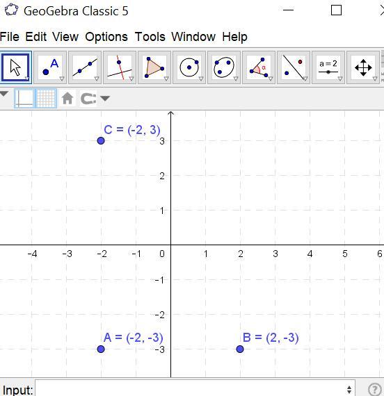 The coordinates of point A on a coordinate grid are (2, 3). Point A is reflected across the y-axis to
