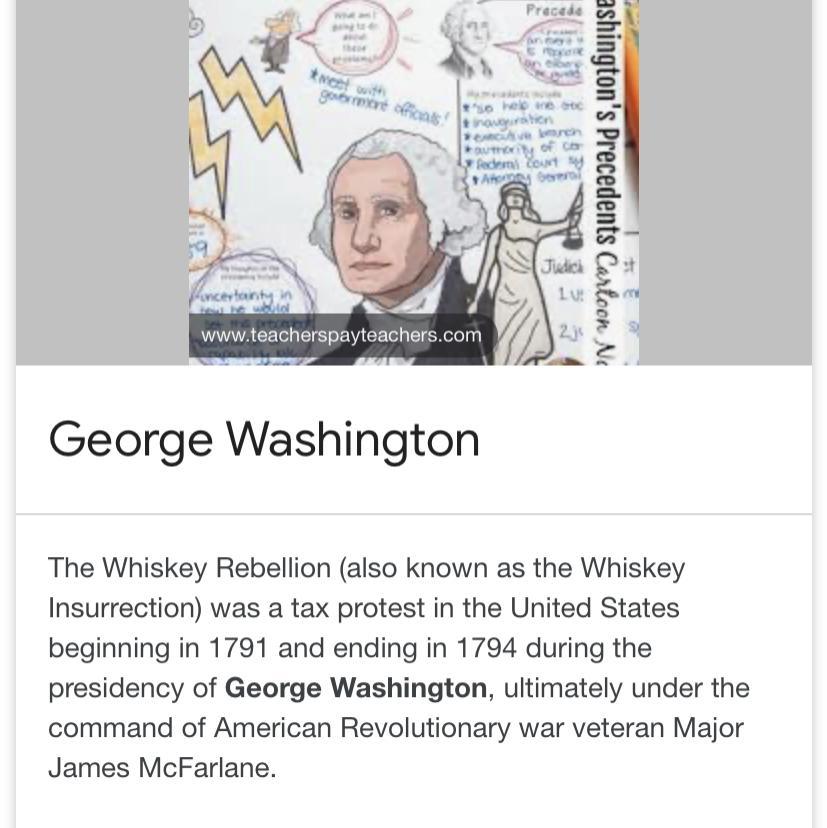 The Whiskey Rebellion Occurred During The Tenure Of What President?A)John AdamsB)James MadisonC)Thomas