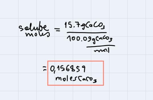 Calculate the molarity of a solution that contains 15.7 g of CaCO3 dissolved in enough water to make