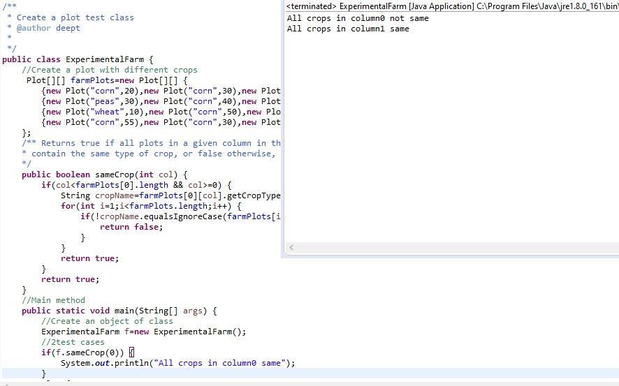 (a) Write the getHighestYield method, which returns the Plot object with the highest yield among the