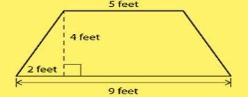 Mrs. Clements has a table with a top that is shaped like the trapezoid shown. Find the area of the table