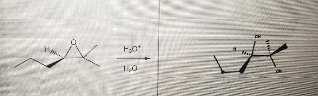 raw the major product formed when the given epoxide reacts with aqueous acid. an epoxide where carbon