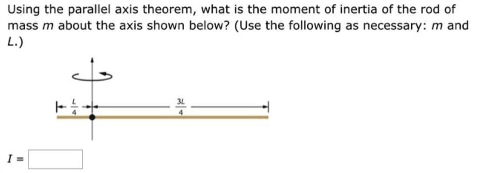 Using The Parallel Axis Theorem, What Is The Moment Of Inertia Of The Rod Of Mass M About The Axis Shown