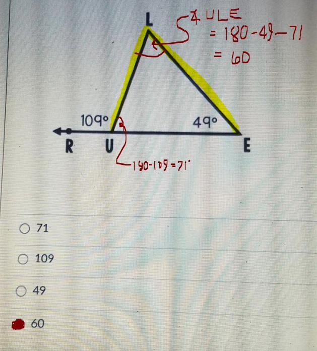 Find The M Angle Ulr In The Triangle Below Mark Brainiest