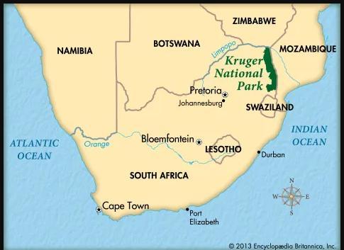 provide a map of the Kruger National Park