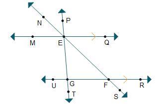 Which represents an exterior angle of triangle EGF?MEGNEGPEQRFS