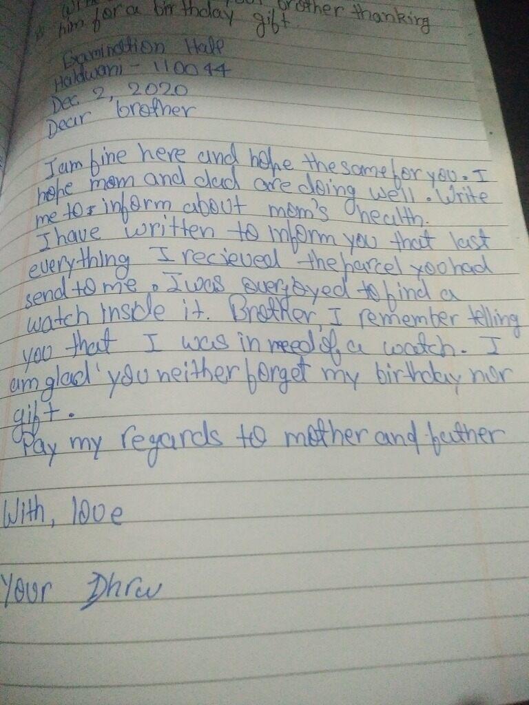  an informal letter to your brother to thank him for the birthday gift 