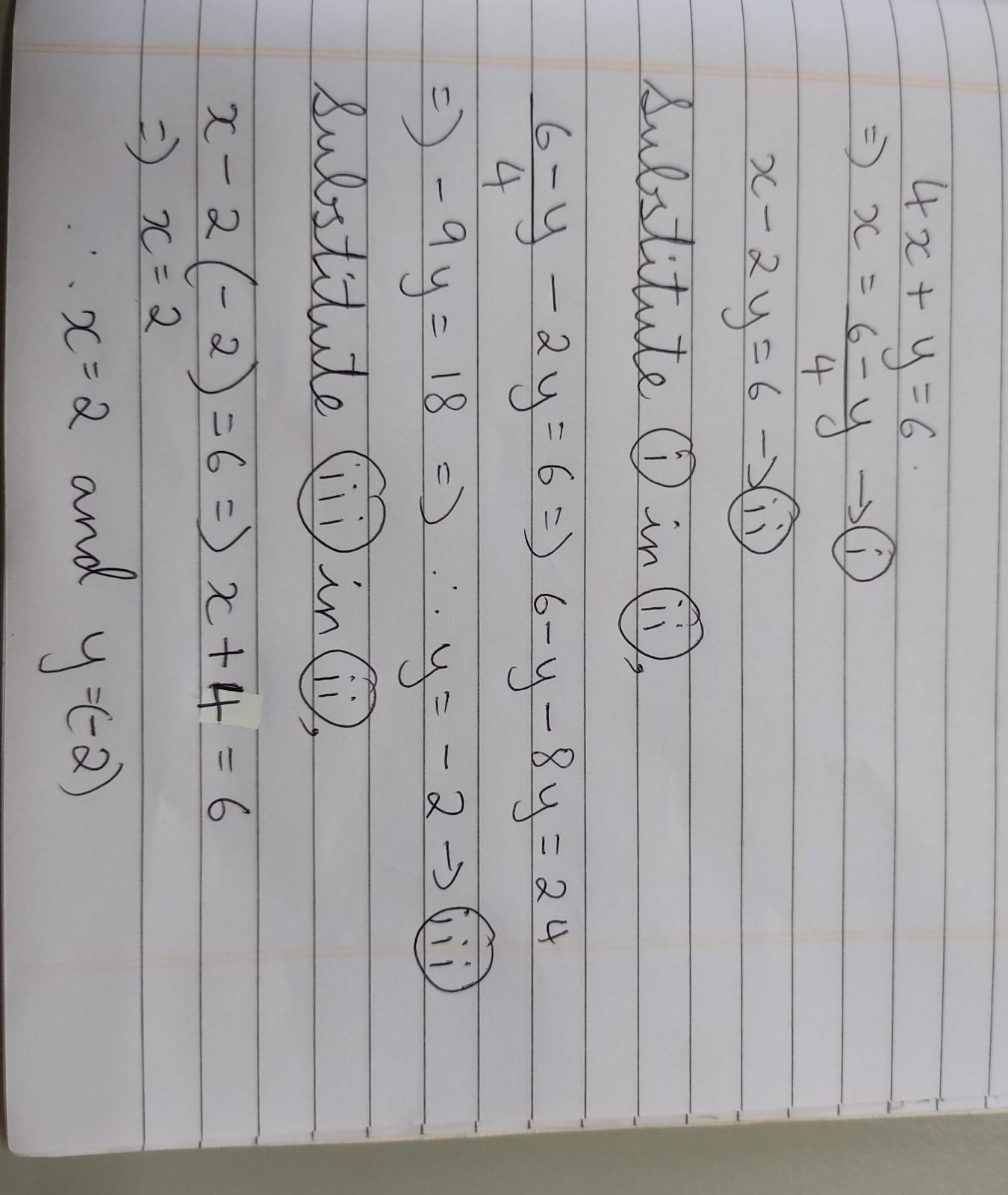 what is the solution to this system of equations?4x+y=6x-2y=6