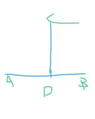 CD bisects AB at D. If AD = 4x - 1 and DB = 9x - 21, find x.