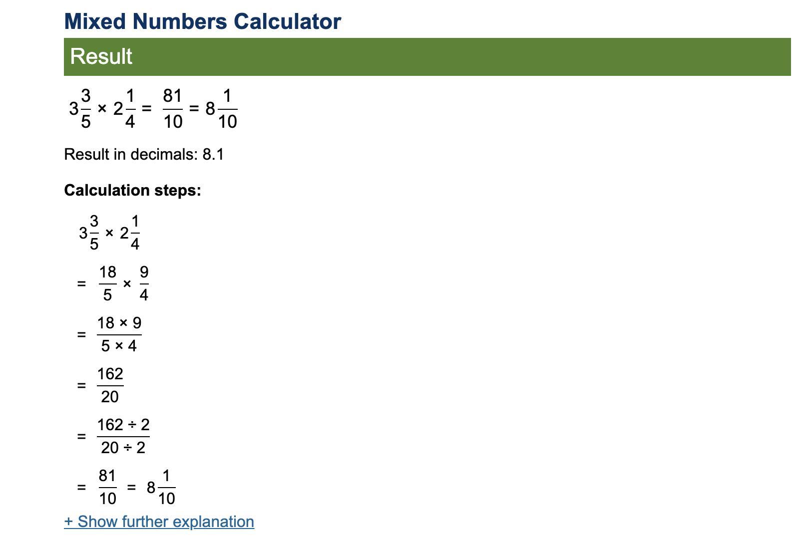 What is 3 3/5 X 2 1/4