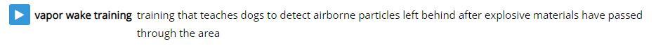 What kind of training helps dogs to detect airborne particles left behind after an explosion?O ObedienceO