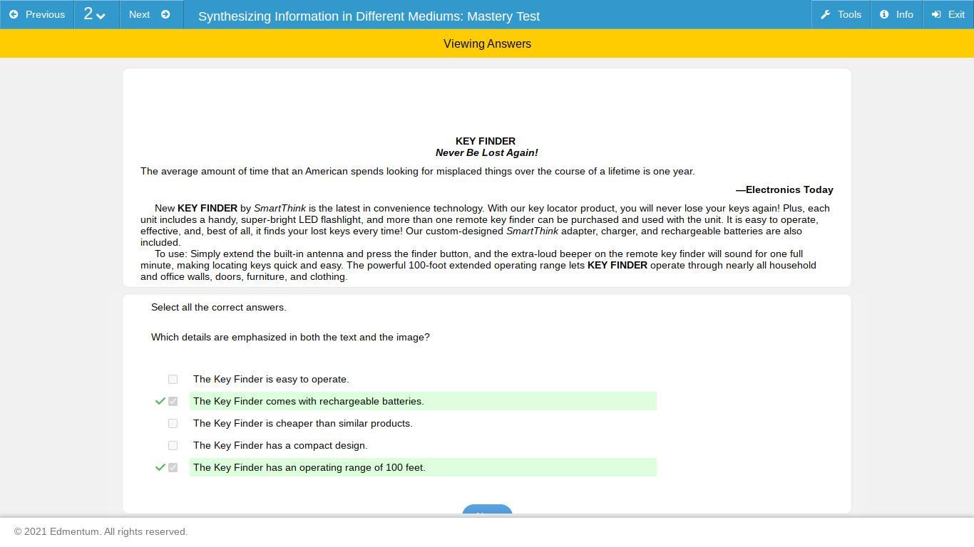 Which details are emphasized in both the text and the image?1 The Key Finder is easy to operate.2 The