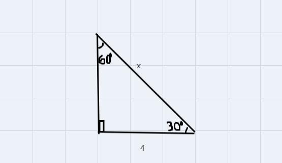 Find the length of side x in simplest radical form with a rational denominator.60X304
