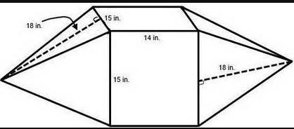 4.2The solid was created by connecting two congruent square pyramids to a rectangular prism.18 inx15115
