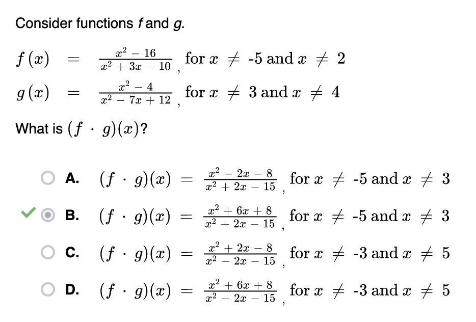 Consider functions f and g.what is (fg)(x)?