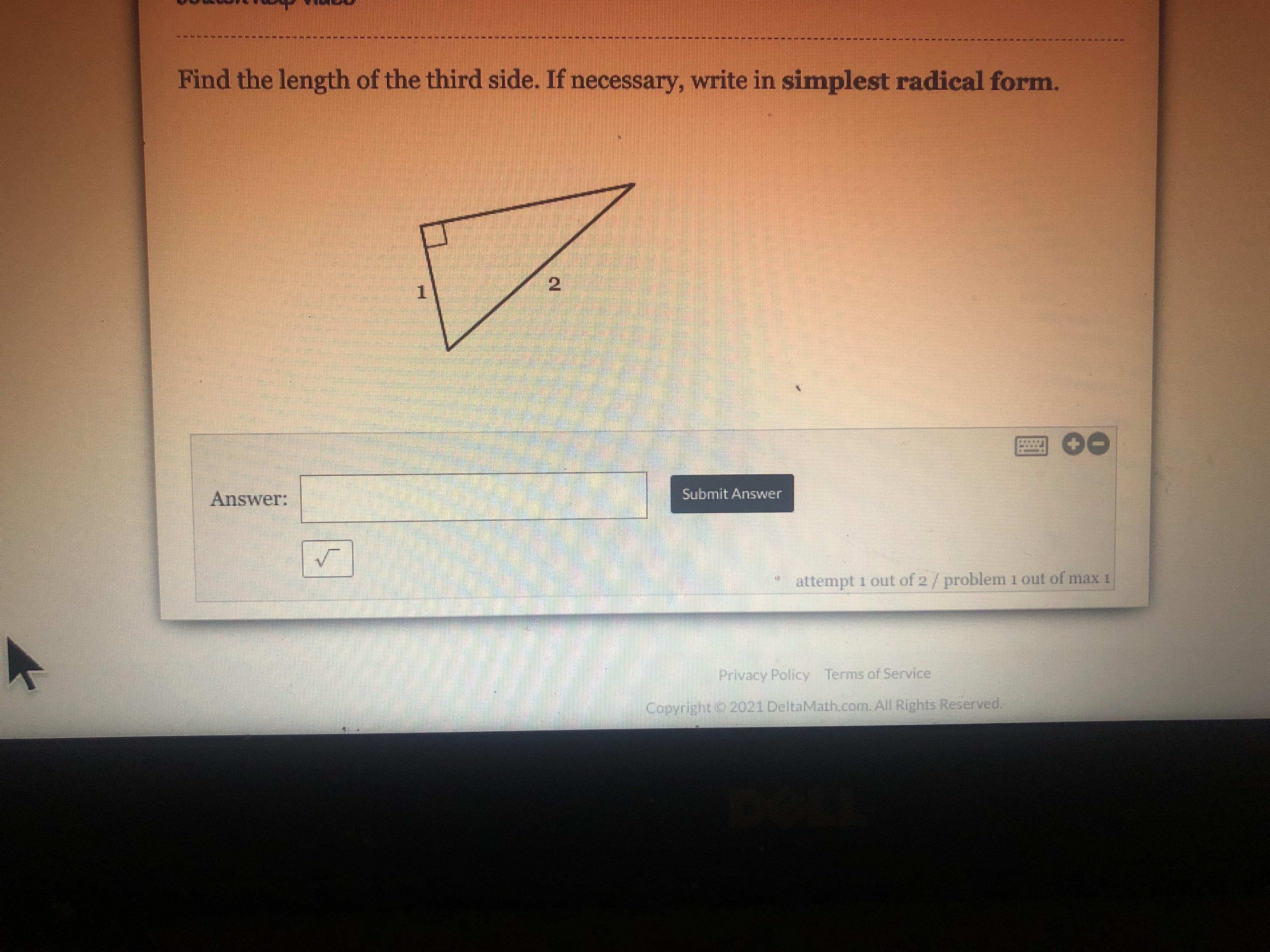Find The Length Of The Third Side. If Necessary, Write In Simplest Radical Form: Find The Length Of The