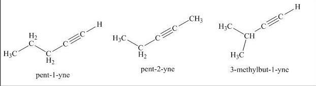 write structures and give systematic names for all alkynes with molecular formula c5h8. 17) name (ch3)2c(ch2ch3)c