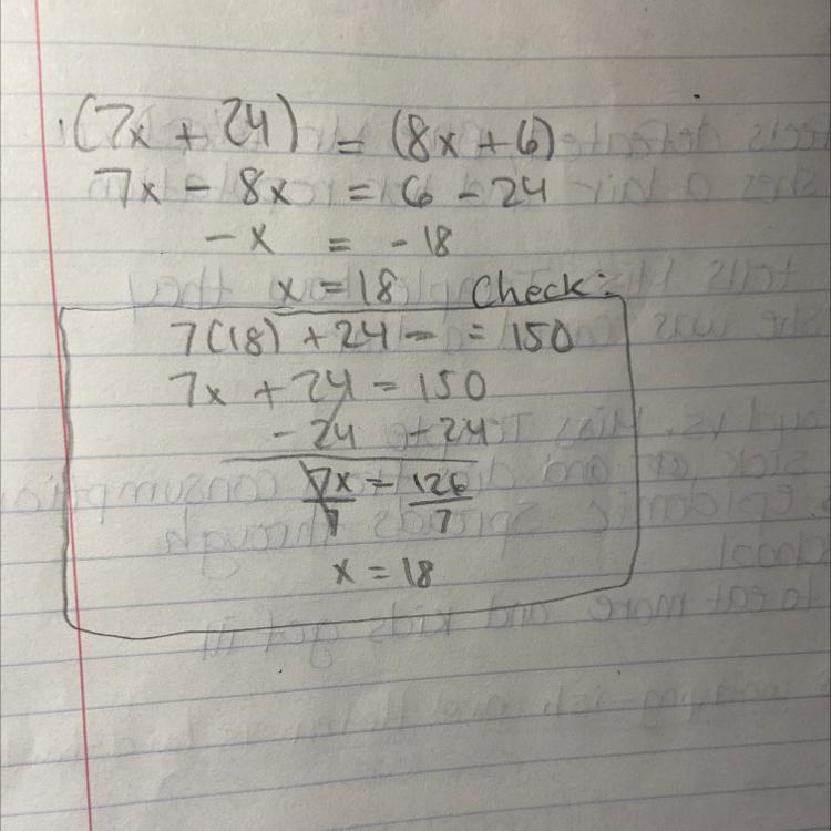 If mZA = (8x + 6) and mZB = (7x + 24)', then find the measure of ZB 