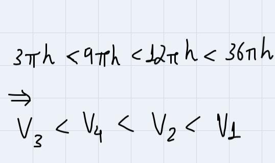 Im supposed to put theses least to greatest according to their volumes assume the variable h has the