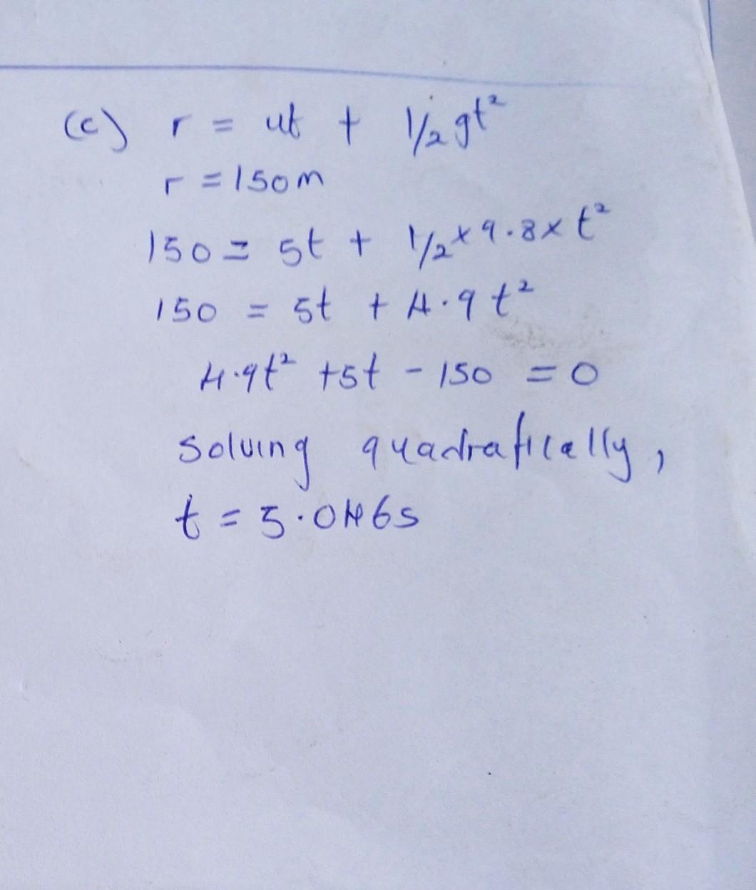 A stone is thrown downwards with a speed of 5ms, from the top of a building of height 180 m. Take point