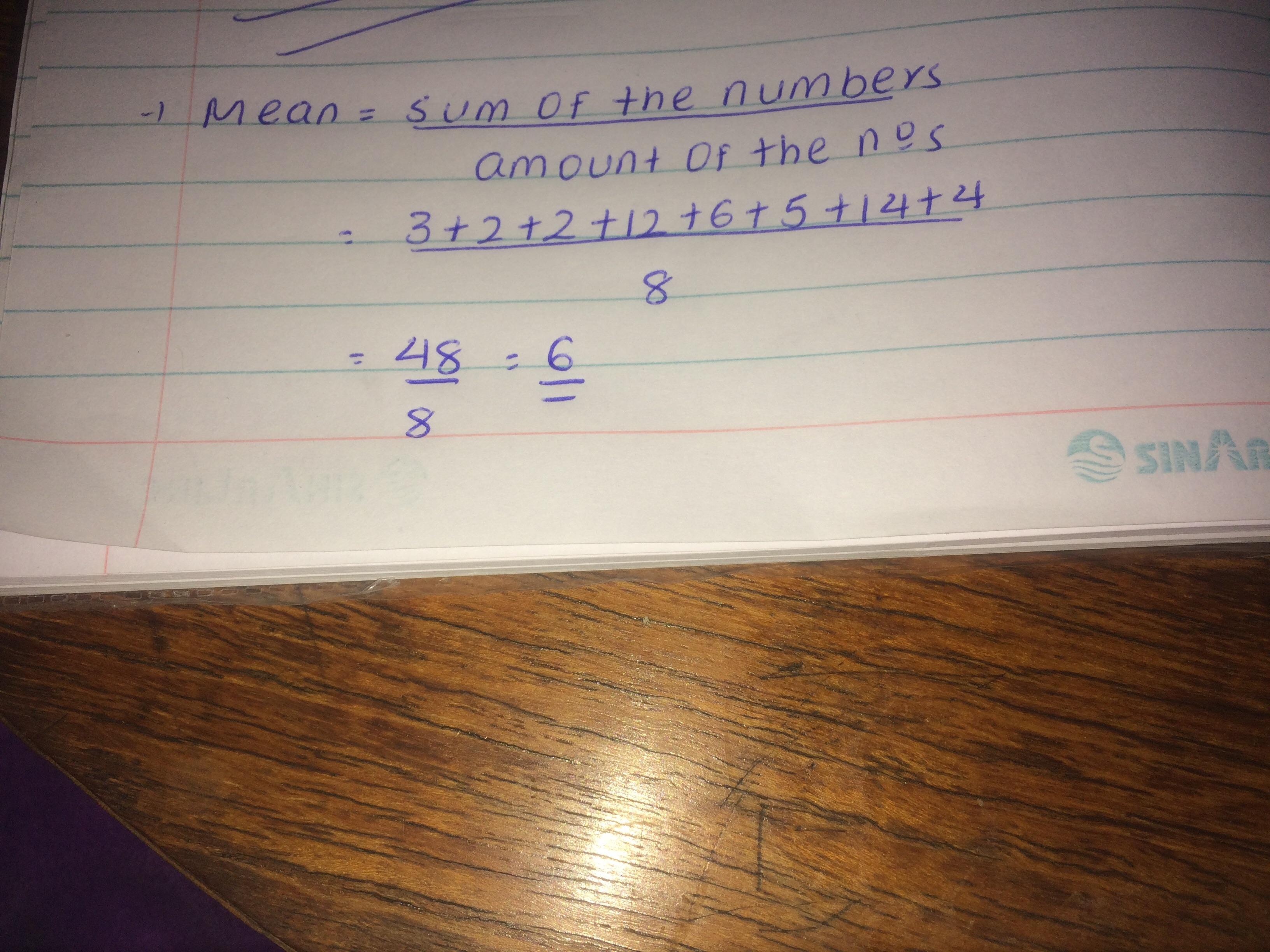 What is the mean of the data set [3, 2, 2, 12, 6, 5, 14, 4]?