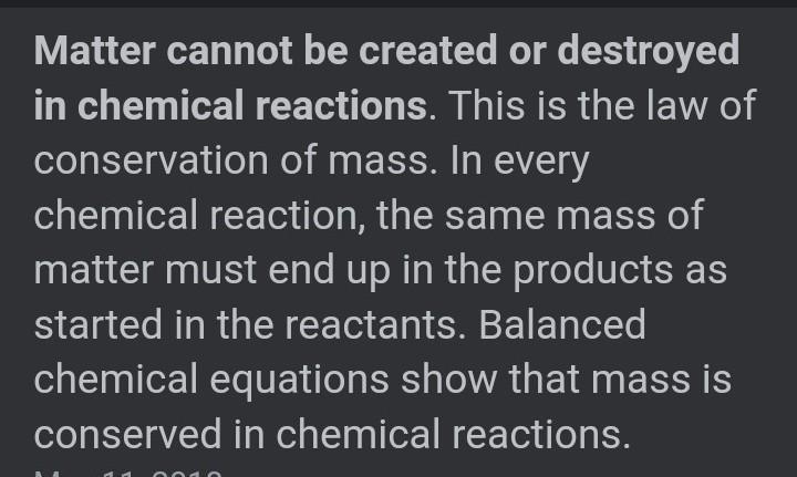 PLEASE HELP ME!!! Explain how this chemical equation demonstrates the Law of Conservation of Matter [Mass].