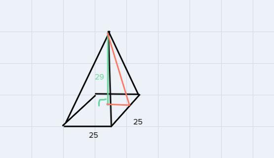 what is the lateral area of the rectangular pyramid whose net is shown 