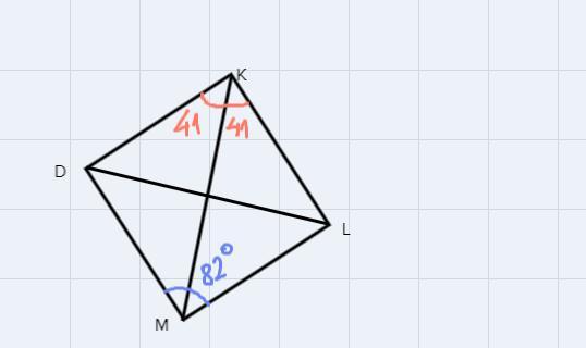 if DK equals a find K L M angle d l m equals 82 find M angle d k m m angle K a l equals 2x - 8 find X