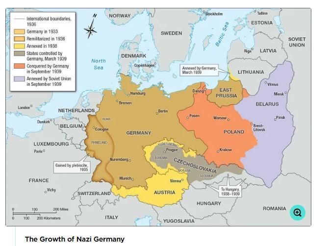 What does map suggest about the success of German expansion between 1933 and 1943