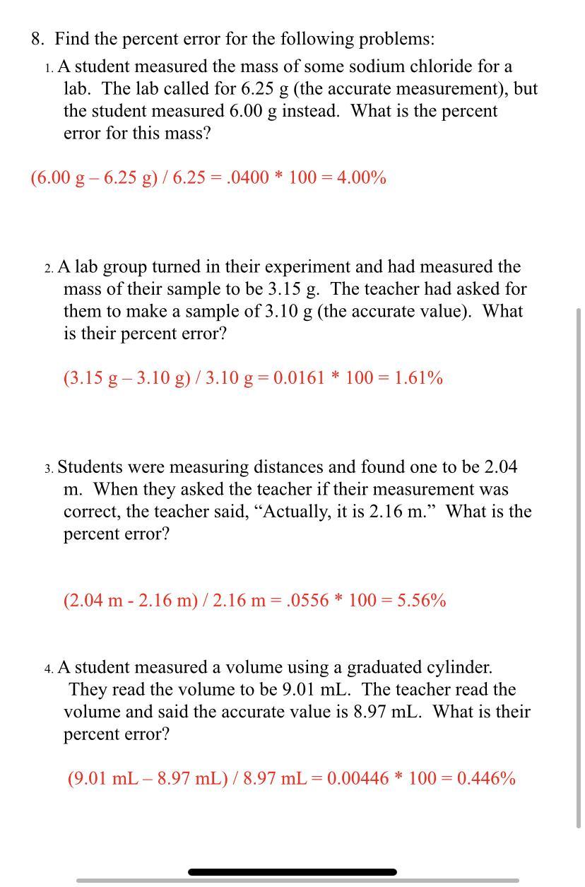 3. Students Were Measuring Distances And Found One To Be 2.04 M. When They Asked The Teacher If Their