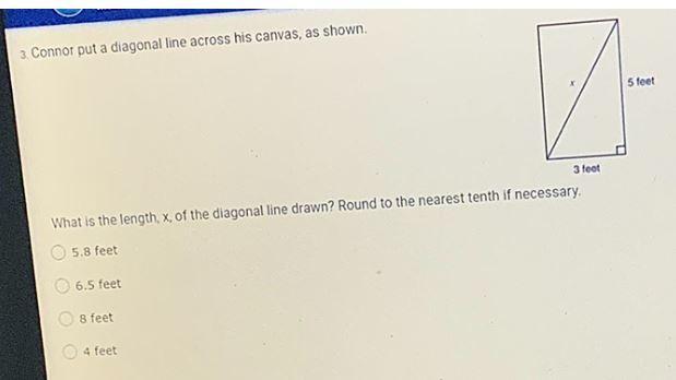What Is The Length, X, Of The Diagonal Line Drawn? Round To The Nearest Tenth If Necessary 