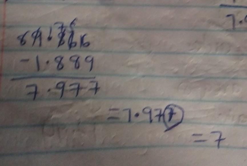 Which number should replace the to make the subtraction problem correct? 9.866- 7.97 1.889