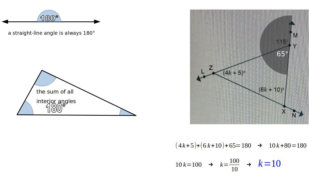 What is the value of k? M 1150 Y Z (4k + 5) (6k + 10) XI need help ASAP