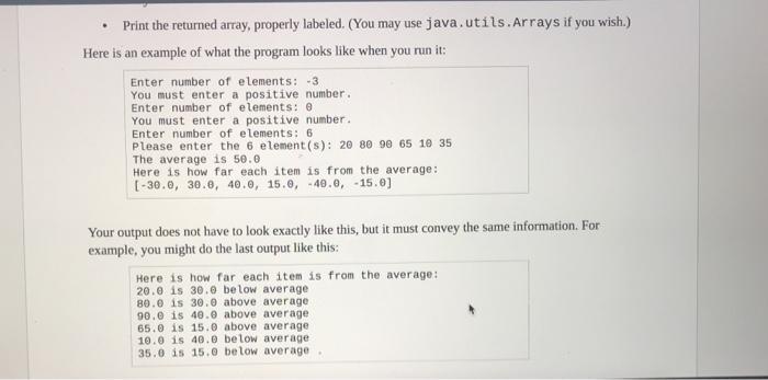 Write A Program Named Deviations.java That Creates An Array With The Deviations From Average Of Another